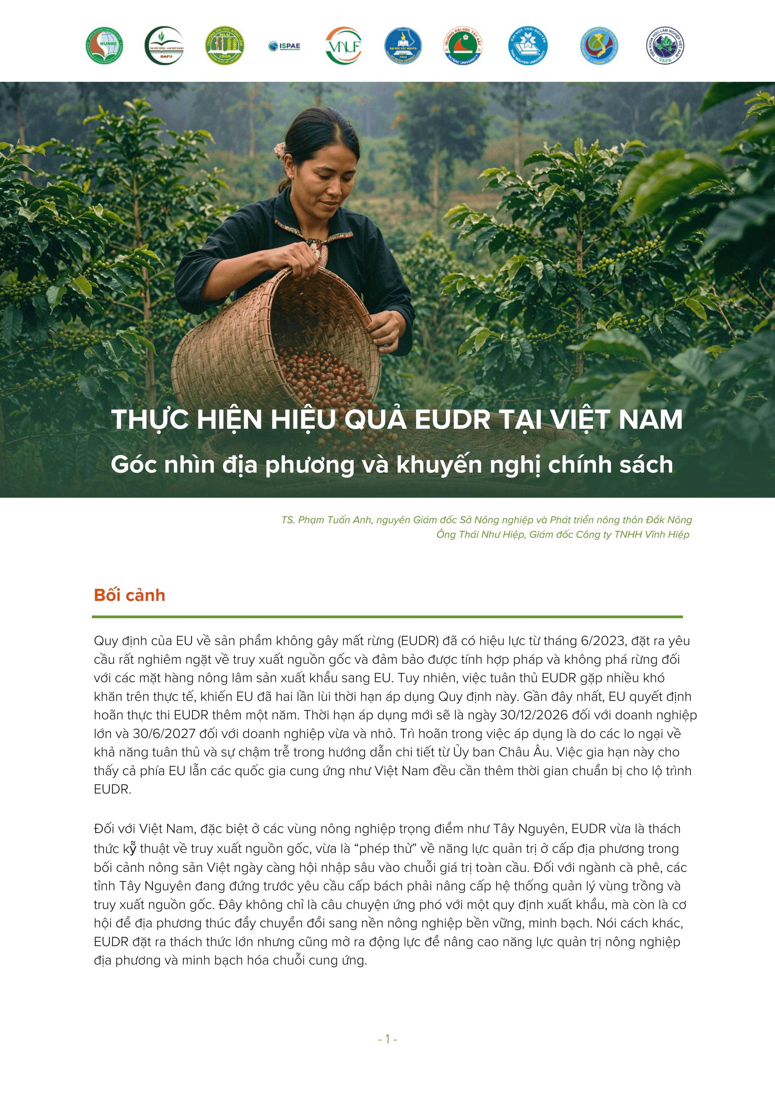 Thực hiện hiệu quả EUDR tại Việt Nam: Góc nhìn địa phương và khuyến nghị chính sách