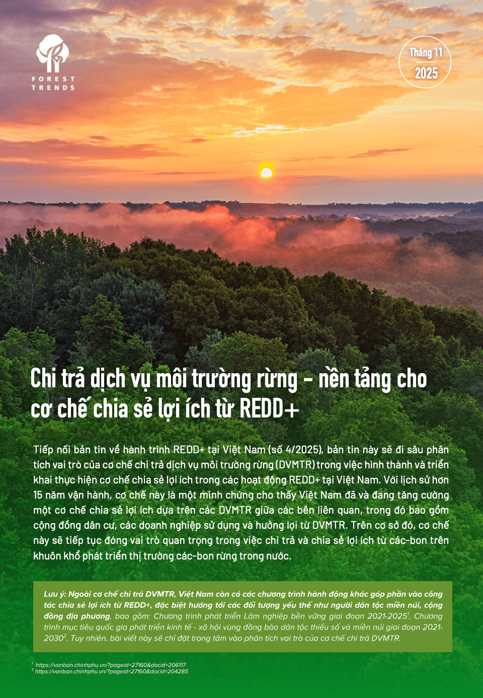 Chi trả dịch vụ môi trường rừng – nền tảng cho cơ chế chia sẻ lợi ích từ REDD+