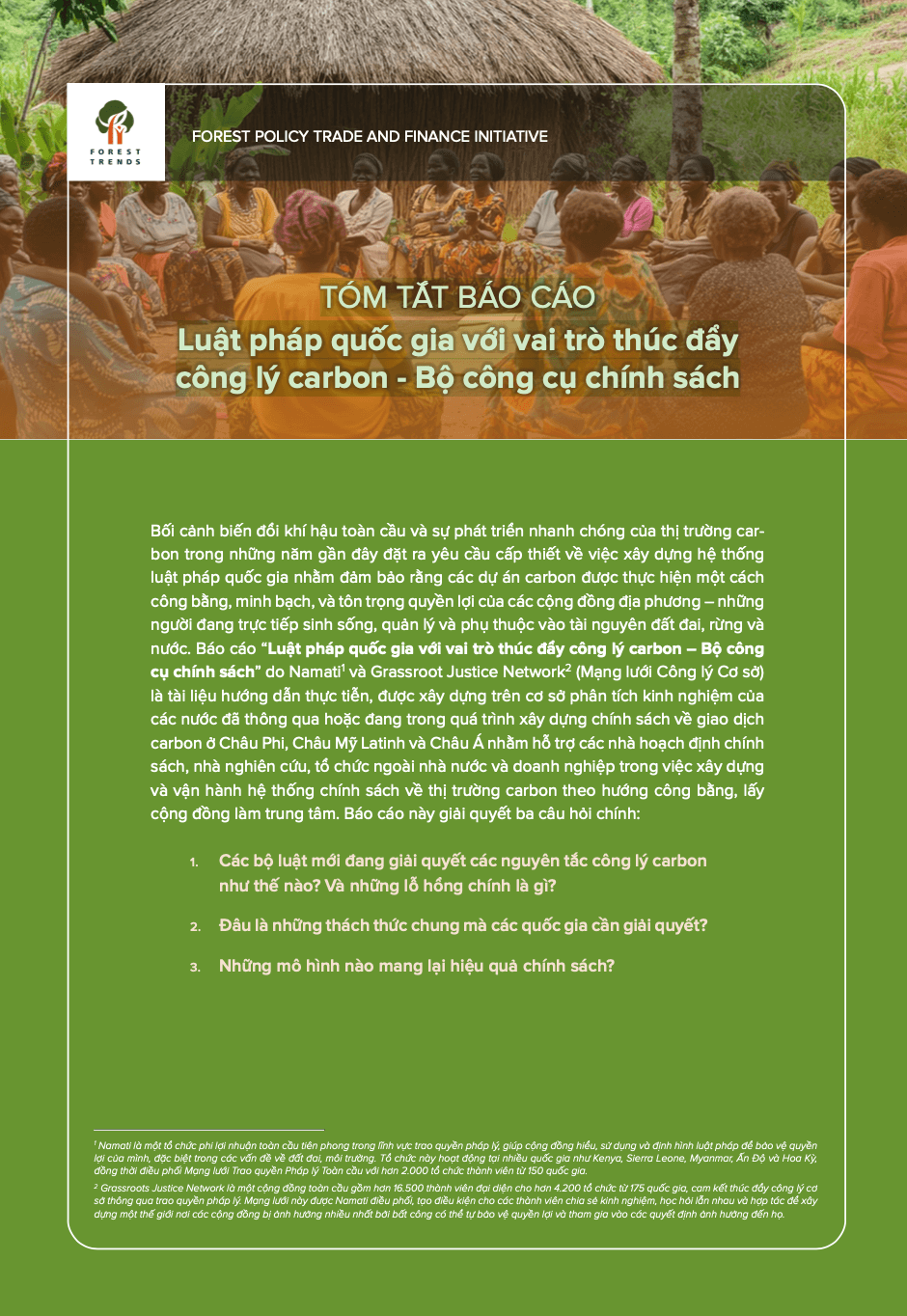 Tóm tắt báo cáo: Luật pháp quốc gia với vai trò thúc đẩy công lý carbon – Bộ công cụ chính sách