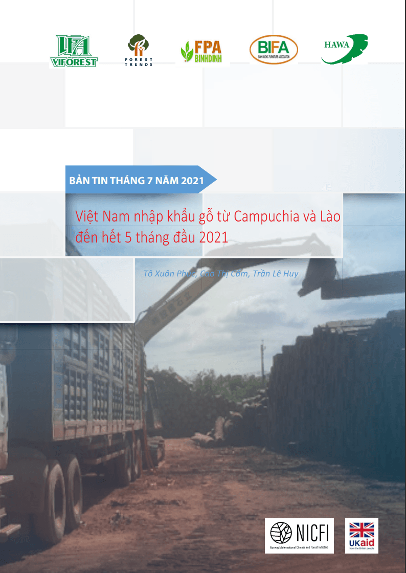Việt Nam nhập khẩu gỗ từ Campuchia và Lào đến hết 5 tháng đầu năm 2021