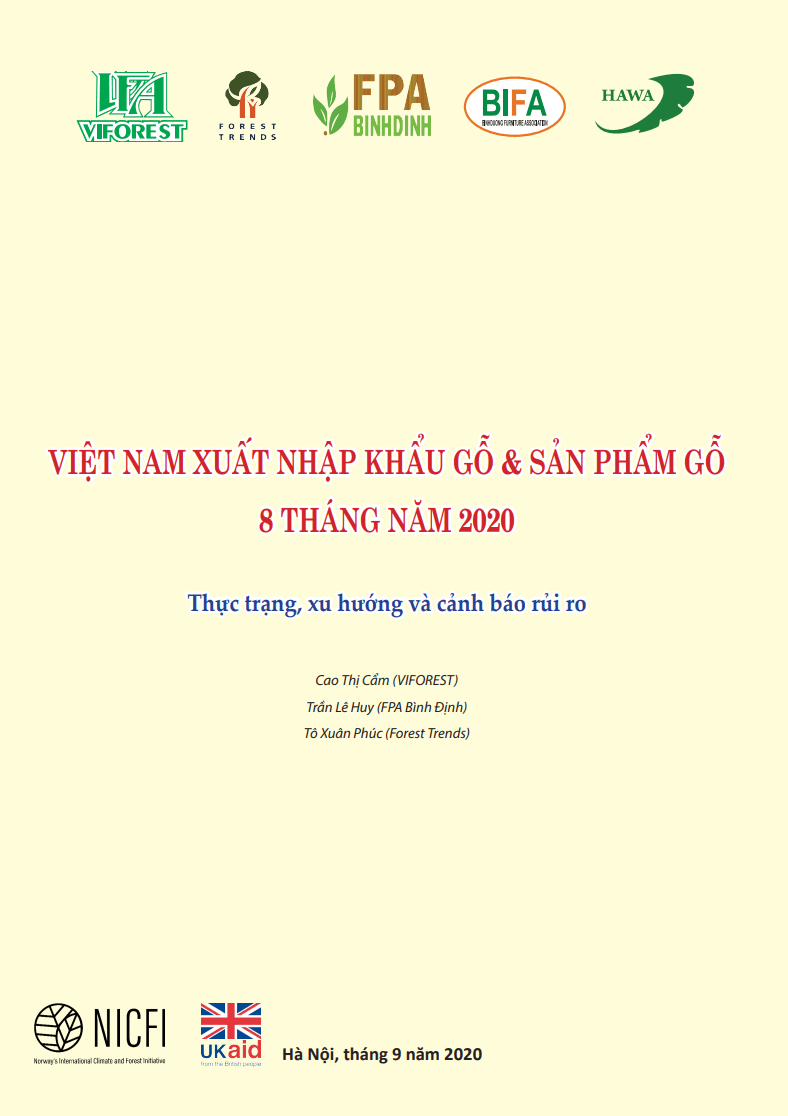 Việt Nam xuất nhập khẩu gỗ và sản phẩm gỗ 8 tháng đầu 2020