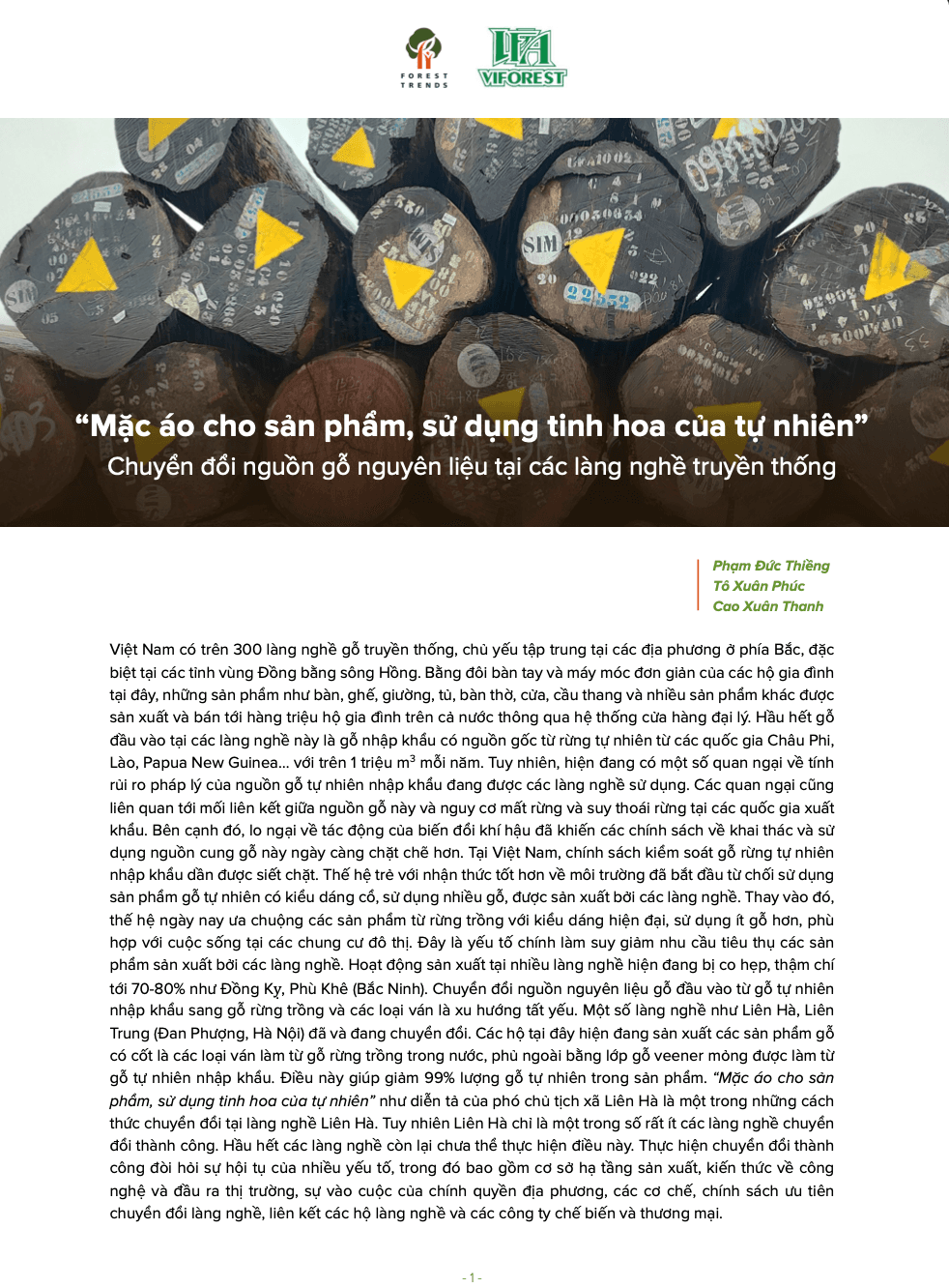 “Mặc áo cho sản phẩm, sử dụng tinh hoa của tự nhiên”: Chuyển đổi nguồn gỗ nguyên liệu tại các làng nghề truyền thống