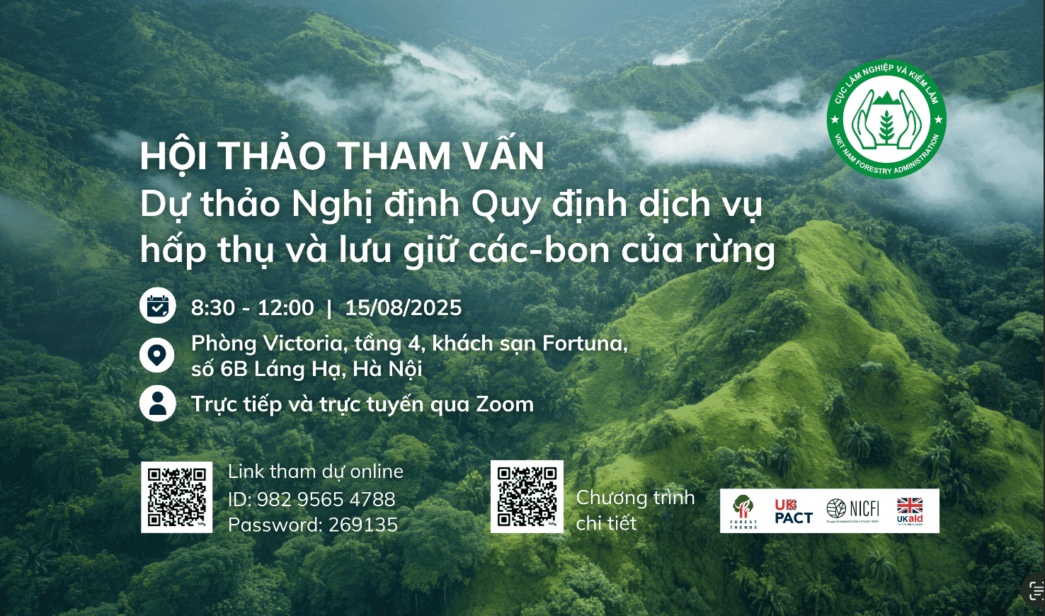 Tổng kết chuỗi hội thảo tham vấn dự thảo Nghị định quy định dịch vụ hấp thụ và lưu giữ các-bon của rừng