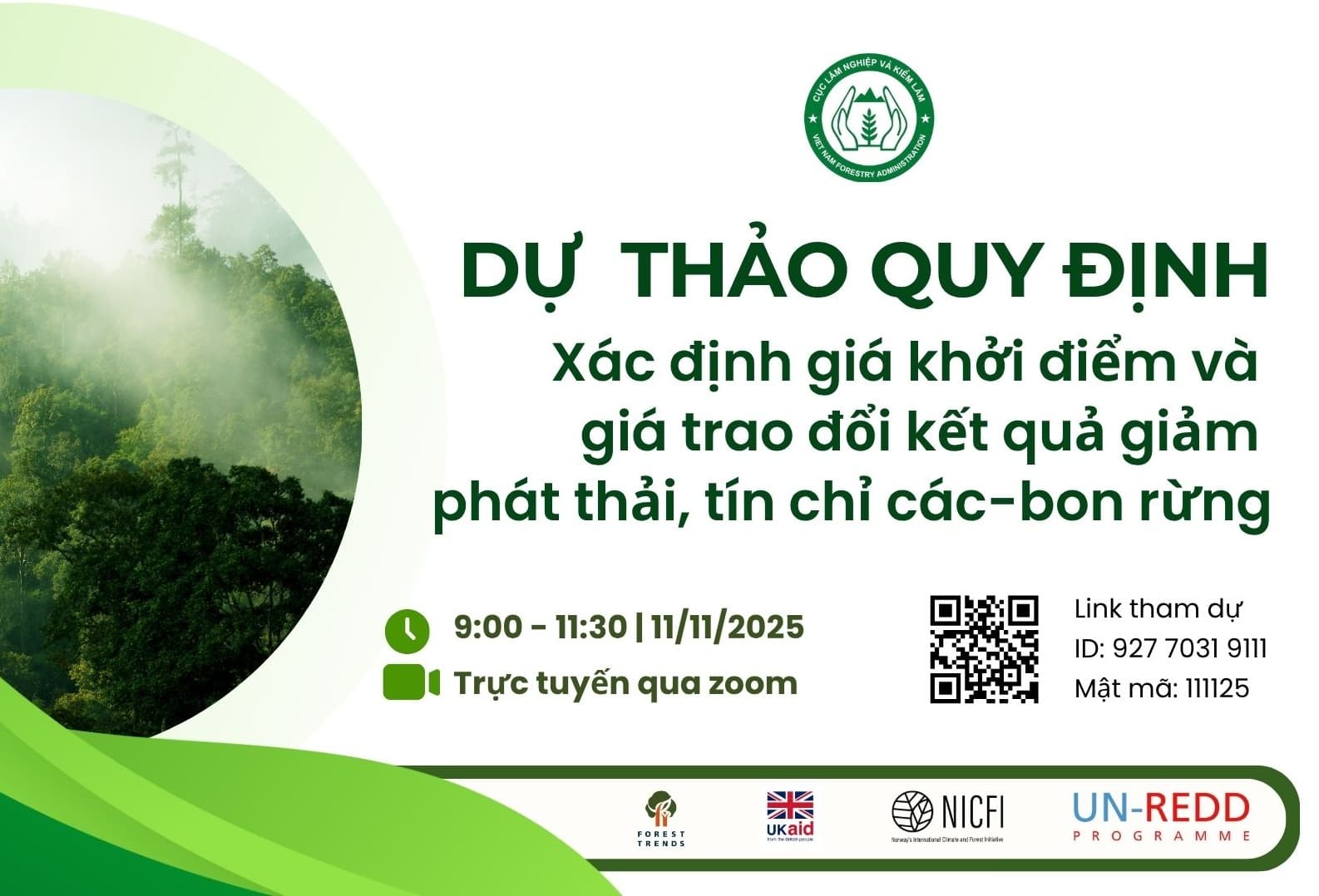 Cuộc họp Dự thảo quy định xác định giá khởi điểm và giá trao đổi, chuyển nhượng kết quả giảm phát thải, tín chỉ các-bon rừng